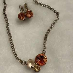 3 stone necklace with matching drop earrings
